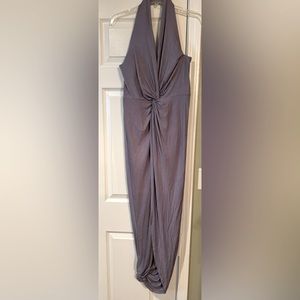 Dress back open long grey cotton large